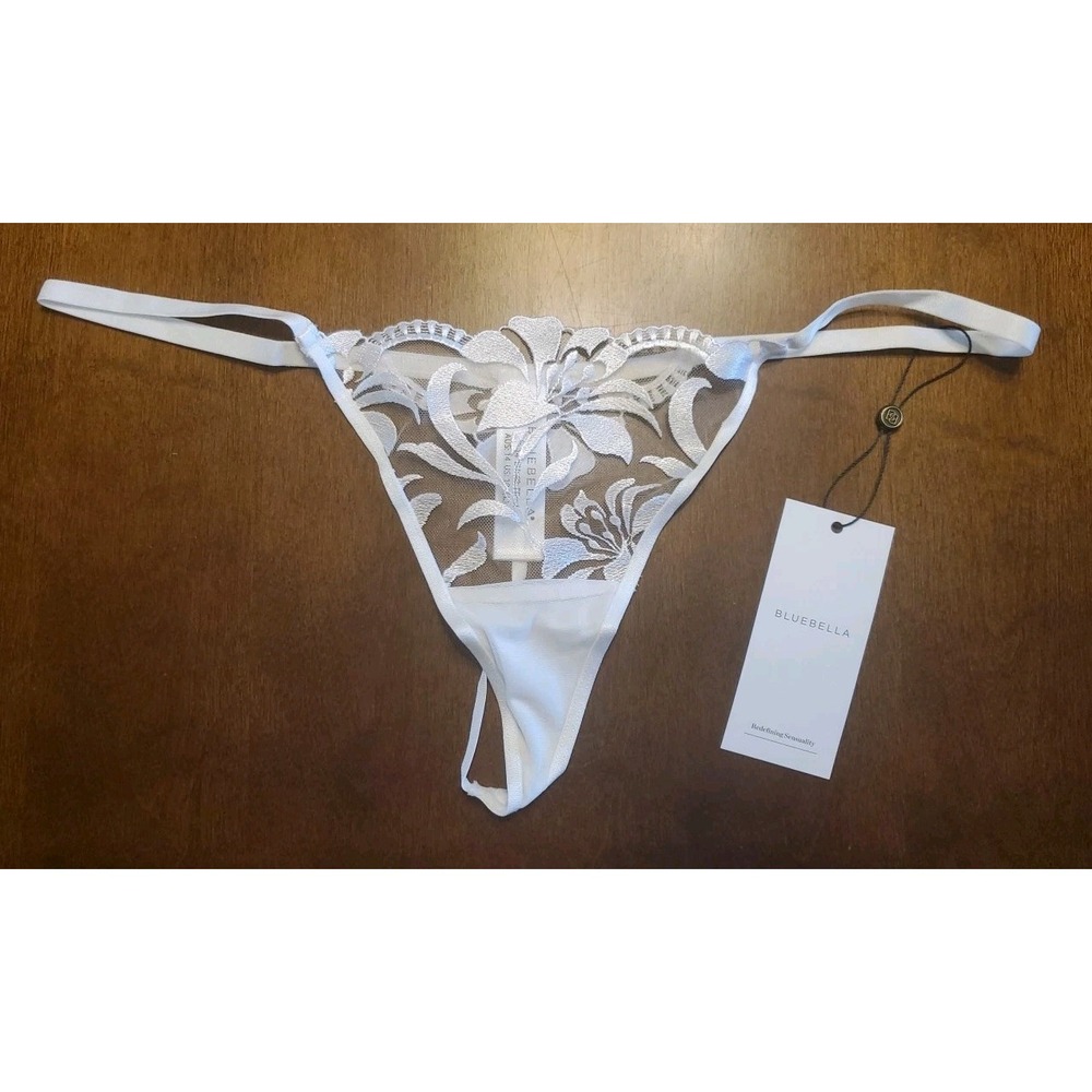 Bluebella Leonora Thong Panty White Sheer Size US 10  UK 14  EU 40  FR 42